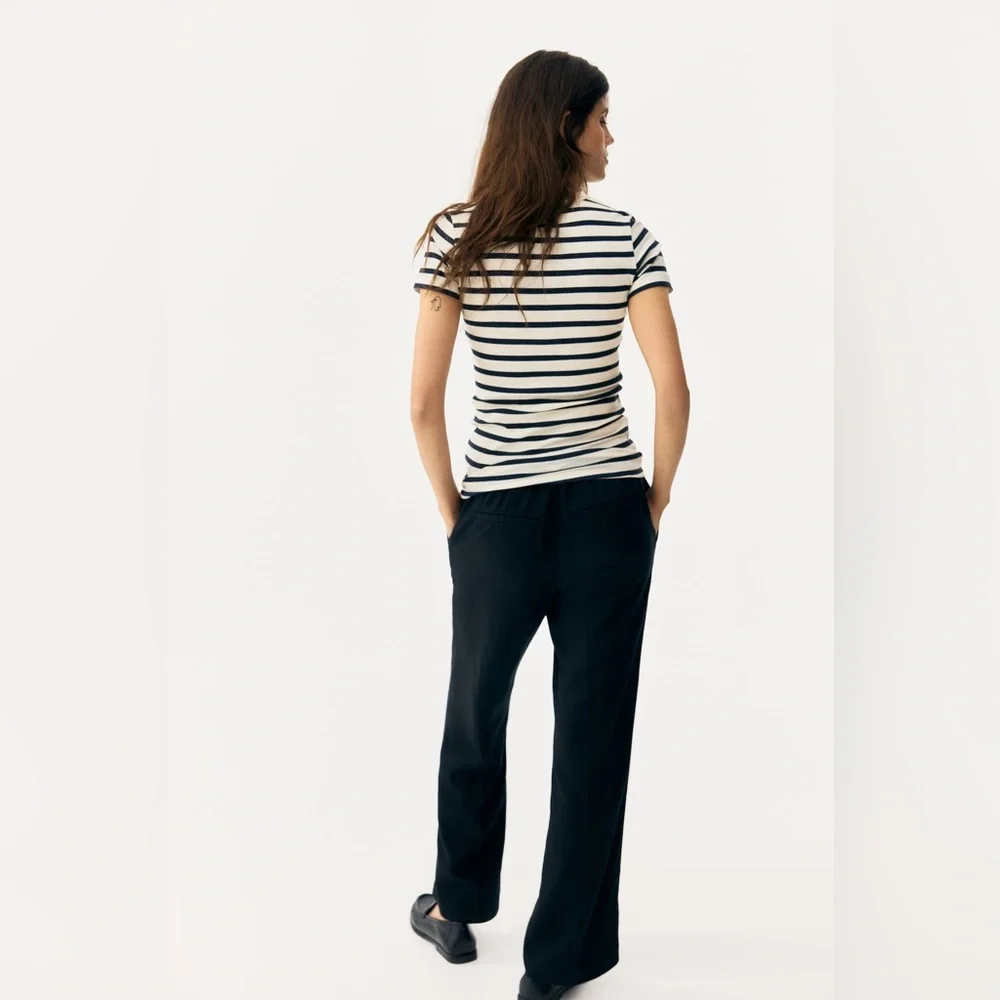 NWT H&M Mama Linen-Blend Dress Pants